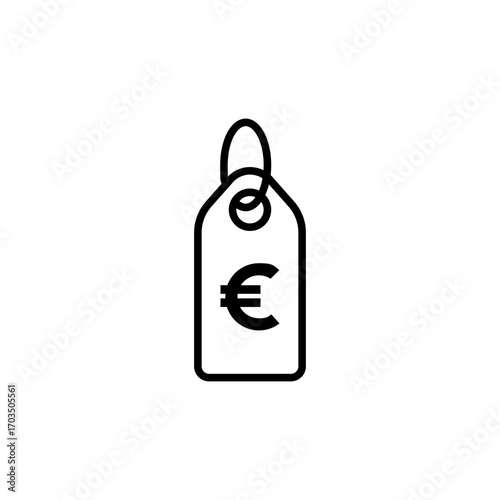 Euro Price Tag Icon Isolated on White Background