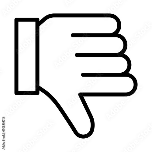 Thumbs Down Hand Gesture Isolated on White Background