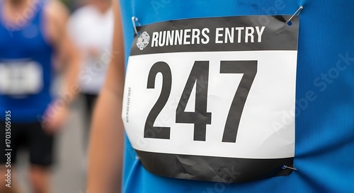 Fototapeta Naklejka Na Ścianę i Meble -  Runner with race bib number 247 at a marathon.