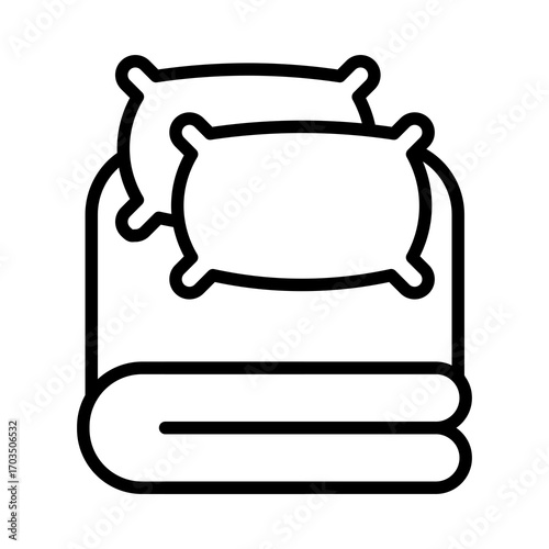 Blanket and Pillows Icon, Isolated on White Background