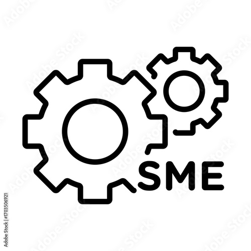 SME Gears Interlocking, Isolated on White Background