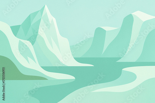 Minimalist Geometric Arctic Landscape Illustration