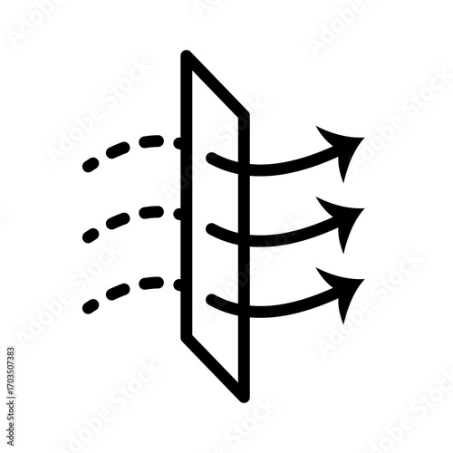 Air Flow Filter Icon in Line Art Style, Isolated on White Background