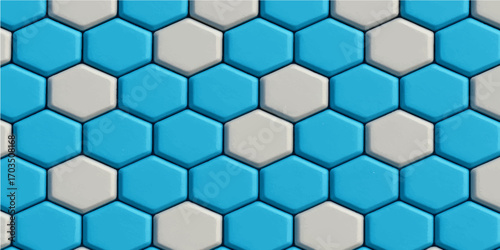 Abstract blue hexagon pattern background with geometric design and seamless honeycomb texture