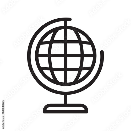 Outlined Globe Icon on Stand – Educational Geography Tool Design