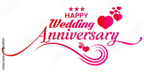 Anniversary calligraphic wedding card design. Anniversary luxury inviting greeting card design. Modern wedding anniversary typographic text