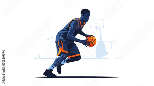 Basketball and Basketball Player Vector Silhouette Illustration Set AI EPS PNG