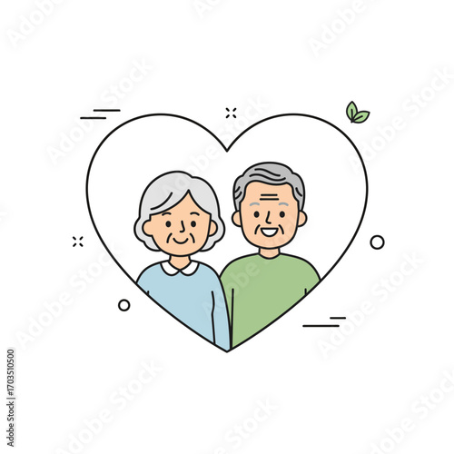 Elderly Couple with Heart Symbol