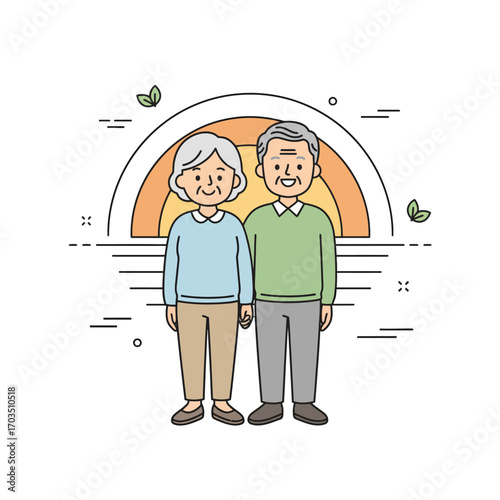 Elderly Couple at Sunset