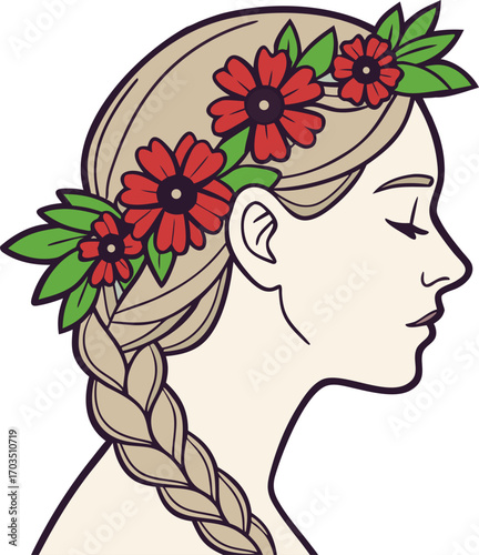 A delicate figure of a woman with flower