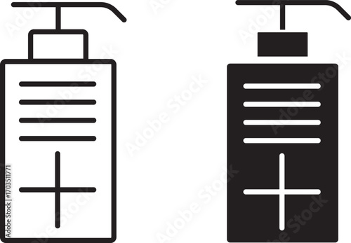 Water bottle icons. stroke line and black solid icons. Protein shake icon in black modern and lines. Soda icon set. soda can sign. for mobile concept and web design. vector illustration on white backg