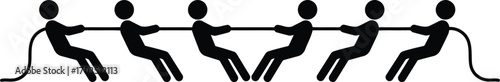 Teamwork tug of war competition strength unity graphic design vector