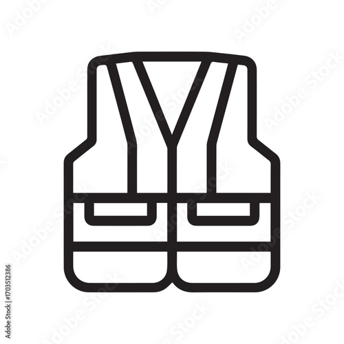 Simple black safety vest icon on white background
