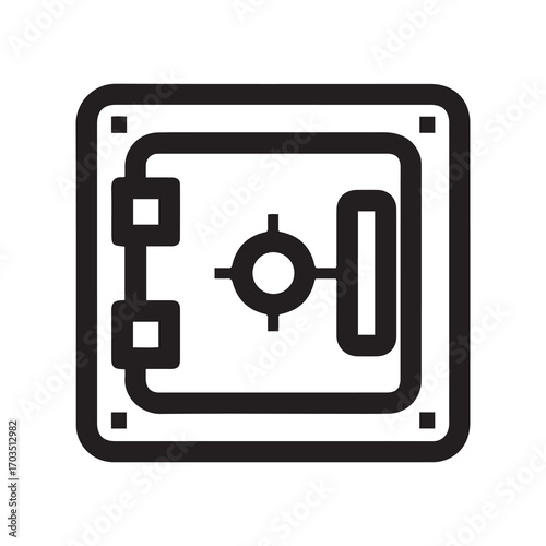 Secure Safe Box Icon Black and White