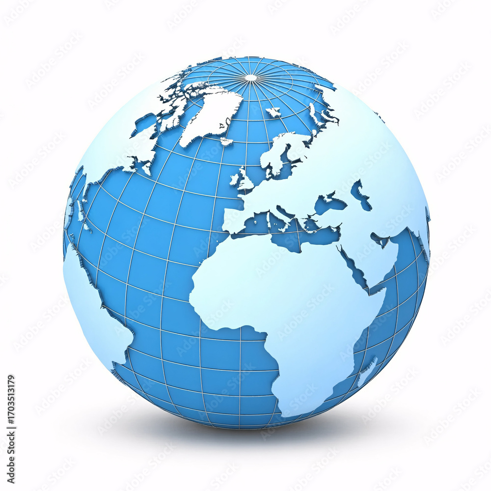 Fototapeta premium Global connection and communication concept with a modern blue earth globe