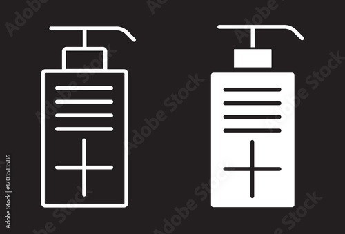 Water bottle icons. stroke line and black solid icons. Protein shake icon in black modern and lines. Soda icon set. soda can sign. for mobile concept and web design. vector illustration on white backg