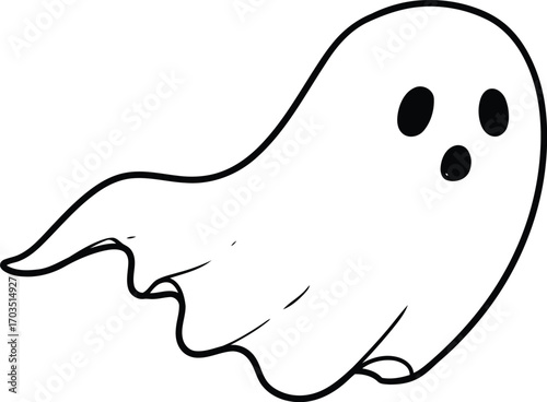 Cute friendly ghost cartoon flying halloween spooky fun vector