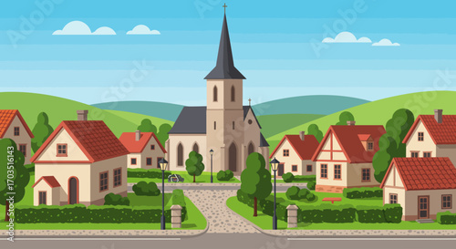 Charming Village Church in Rolling Hills