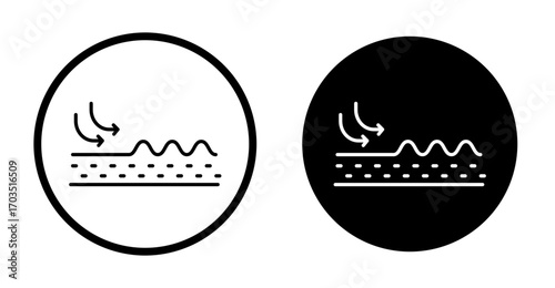 Wrinkle smoothing icons pack in black and white versions for web.