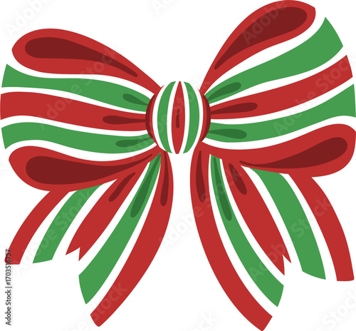 cute Christmas bow tie ribbon holiday vector cartoon illustration