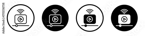Video streaming icons pack in black and white versions for web.