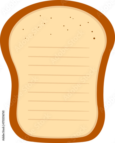 cute blank note memo in bread shape vector cartoon illustration