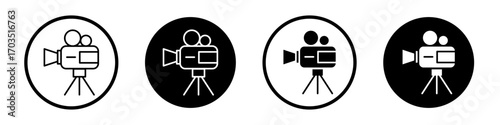Video camera icons pack in black and white versions for web.