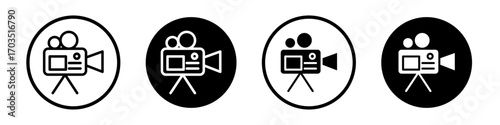 Video camera icons pack in black and white versions for web.