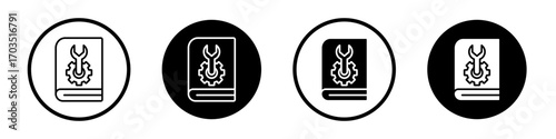 User guide book icons pack in black and white versions for web.