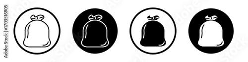 Trash bag icons pack in black and white versions for web.
