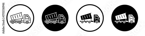 Tipper truck icons pack in black and white versions for web.