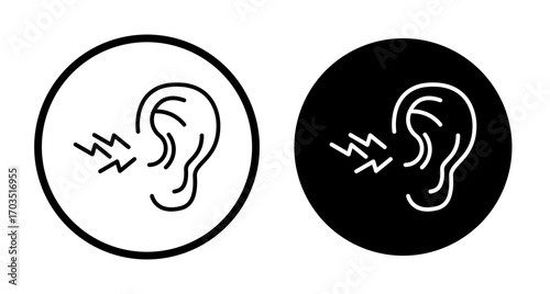 Tinnitus awareness icons pack in black and white versions for web.