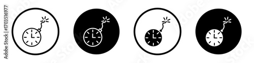 Time bomb with clock icons pack in black and white versions for web.