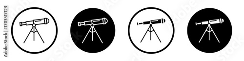 Telescope icons pack in black and white versions for web.