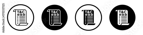 Terms and Conditions icons pack in black and white versions for web.