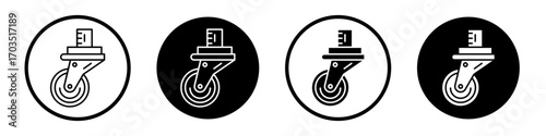 Swivel caster icons pack in black and white versions for web.