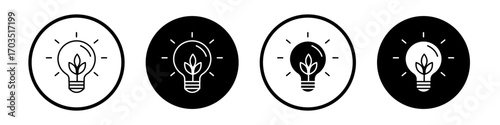 Sustainable ecological energy icons pack in black and white versions for web.