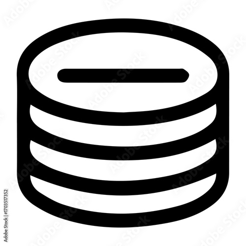 A stack of coins with a line through the middle. The coins are stacked on top of each other, with the top coin being the smallest. Concept of a limited amount of money or resources