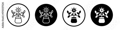 Short-term capital appreciation icons pack in black and white versions for web.