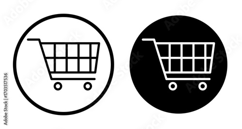 Shopping cart icons pack in black and white versions for web.