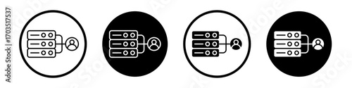 Shared hosting icons pack in black and white versions for web.