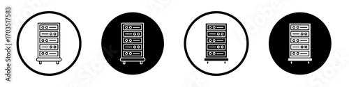 Server rack icons pack in black and white versions for web.