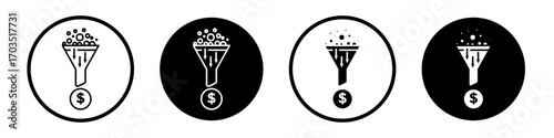 Sales funnel icons pack in black and white versions for web.