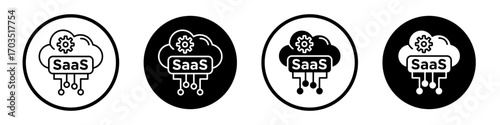 SaaS icons pack in black and white versions for web.