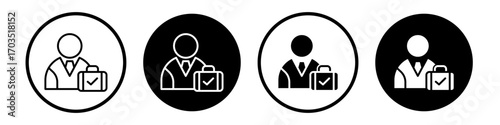 Permanent employee icons pack in black and white versions for web.