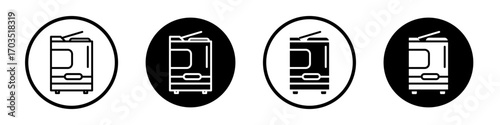 Office printer icons pack in black and white versions for web.