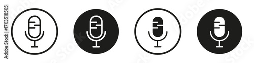 Microphone icons pack in black and white versions for web.