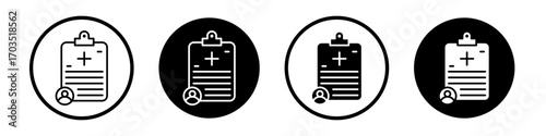 Medical report icons pack in black and white versions for web.