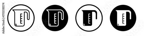Measuring cup icons pack in black and white versions for web.