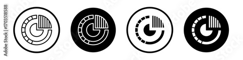 Market share icons pack in black and white versions for web.